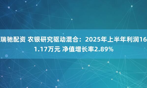 瑞驰配资 农银研究驱动混合：2025年上半年利润161.17万元 净值增长率2.89%